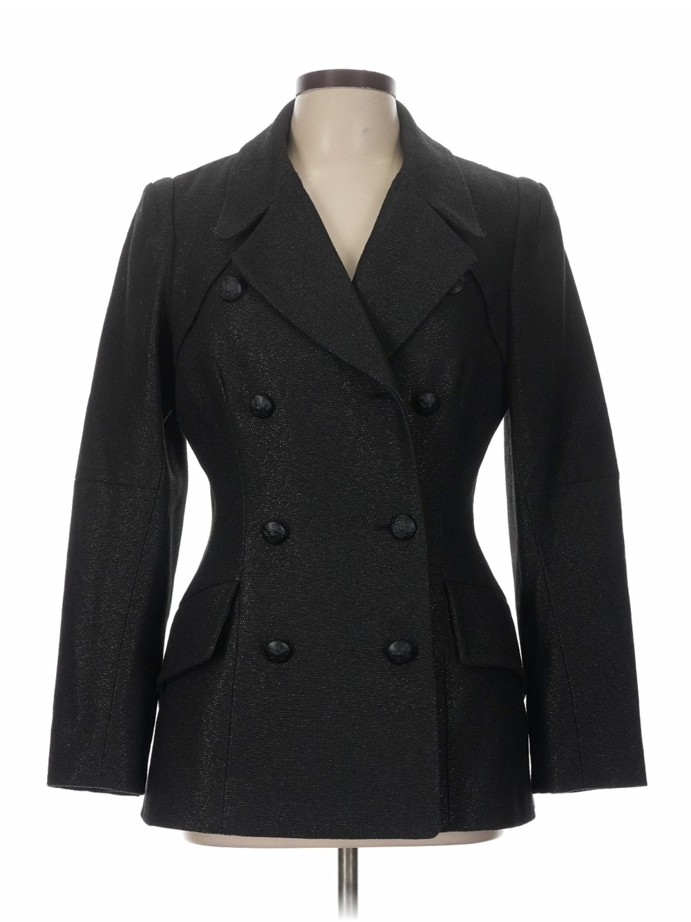 Yoana Baraschi Anthropologie Black Double-Breasted Tailored Blazer